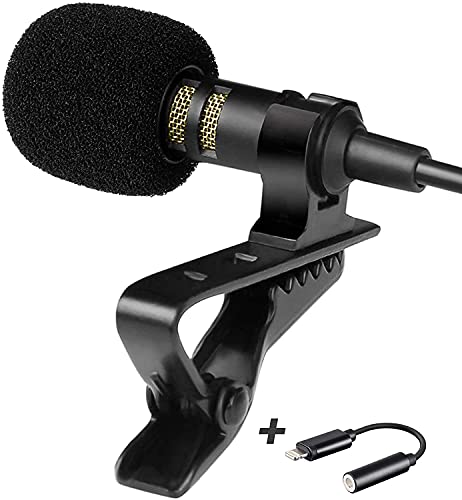 Professional Grade Lavalier Microphone with Adapter Compatible with iPhone - Lapel Microphone for iPhone X 11 12 13 14 Pro - iPhone Compatible External Microphone - iPhone XR, XS, XS Max Video Mic - style: SIngle Wired