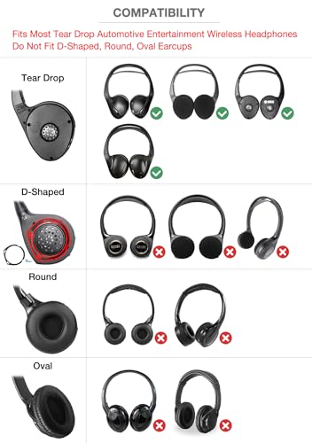 High-Density Foam Cushion Replacement Ear Pads for Infrared Wireless Headphones in Cars Compatible with Chrysler Infiniti Lexus Dodge GM Ford Toyota Nissan Honda Automobile DVD Player System