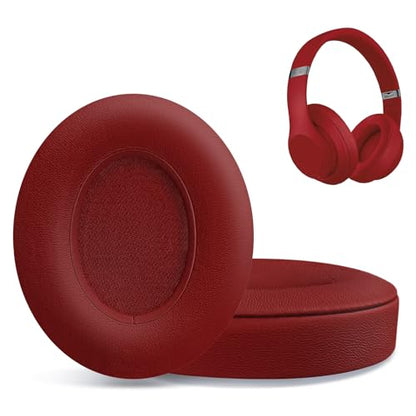 Replacement Ear Pads for Beats Studio 2 & Studio 3 Wired & Wireless Headphones, Ear Cushions, Headset Earpads, Ear Cups Cover with Soft Protein Leather-Red - color: Dark Red
