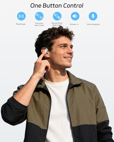 SANOTO Open Ear Earbuds, Bluetooth Headphones with Smart Digital Display, Open Ear Headphones with Ear Hooks, 50H Playtime, Touch Control, ENC Mic, Wireless Earbuds for Workout Travel Working