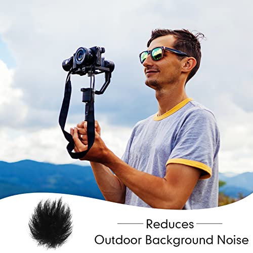 Nezyo 10 Pcs Camera Mic Windscreen Wind Muff Built in Microphone Camera Muff Compatible with DSLRs Outdoor Windshield and 20 Pcs Sticker, Black, 0.24 x 0.24 Inch