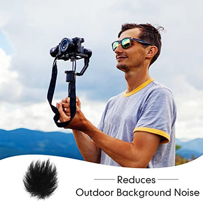 Nezyo 10 Pcs Camera Mic Windscreen Wind Muff Built in Microphone Camera Muff Compatible with DSLRs Outdoor Windshield and 20 Pcs Sticker, Black, 0.24 x 0.24 Inch