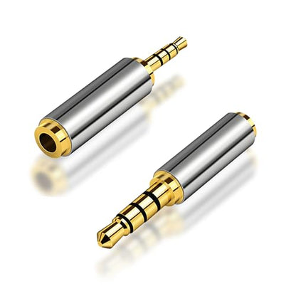 2.5mm Male to 3.5mm Female Adapter 2 Pack Gold Plated Jack Stereo Full Metal Connector Converter for Smartphones, Headphone, Mic, Tablets (1 Pair) - style: 1 pair