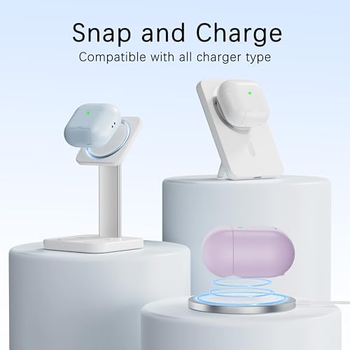 RFUNGUANGO AirPods 4 Case with Magnetic Lid Phone Stand, Purple | Compatible with AirPods Pro 4th Generation, Wireless Charging Compatible with Cleaning Kit & Lanyard - color: WCW-Purple, size: AirPods 4 Case