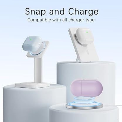 RFUNGUANGO AirPods 4 Case with Magnetic Lid Phone Stand, Purple | Compatible with AirPods Pro 4th Generation, Wireless Charging Compatible with Cleaning Kit & Lanyard - color: WCW-Purple, size: AirPods 4 Case