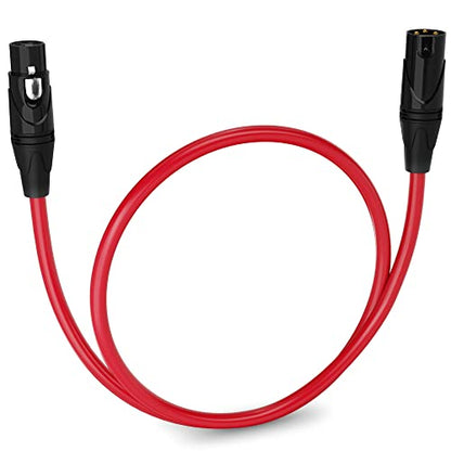 LyxPro 1.5 ft Balanced XLR Mic Cable, Male to Female, Red - color: Red, size: 1.5 Feet Straight