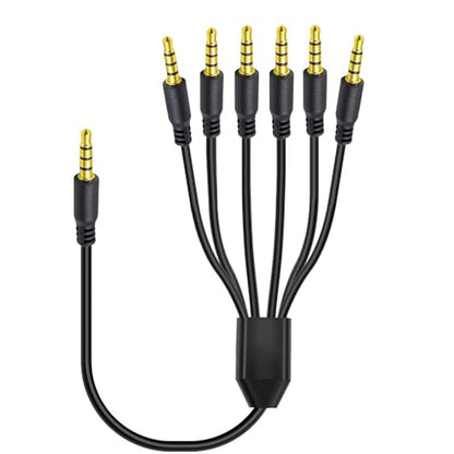 3.3ft 1/8” 3.5mm TRRS Stereo Audio Cable, 1 to 6 Splitter Male Aux Cord, 4 Pole Jack Headphone MIC Adapter for Smart Phones, MP3, Laptops, Speaker, Don’t Support MIC of iOS Headphone - style: 1 to 6