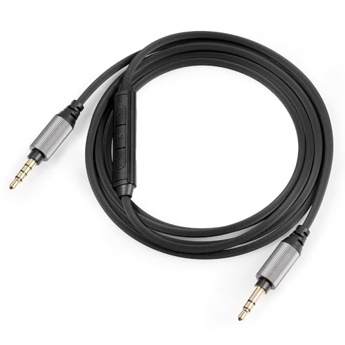 FAAEAL WH-1000XM5 Audio Cable Compatible with Sony WH-1000XM4/XM3 MDR-1AM2 Technica ATH-M50xBT ATH-ANC7B Headphones,in-line mic Control Extension Aux Cord 4.9ft w/mic - color: Black(4.9ft w/mic)