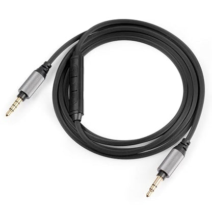 FAAEAL WH-1000XM5 Audio Cable Compatible with Sony WH-1000XM4/XM3 MDR-1AM2 Technica ATH-M50xBT ATH-ANC7B Headphones,in-line mic Control Extension Aux Cord 4.9ft w/mic - color: Black(4.9ft w/mic)