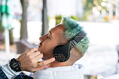 PowerLocus Wireless Bluetooth Over-Ear Stereo Foldable Headphones, Wired Headsets Rechargeable with Built-in Microphone for iPhone, Samsung, LG, iPad (Black/Brown) - color: Black/Brown