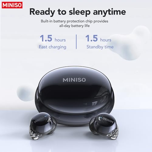 MINISO MS216 Sleep Earbuds, Mini Earbuds with Noise Reduction Bluetooth 6.0 Headphones, AI Translation Earbuds in Real Time Support 135 Languages for Side Sleepers Travel Business