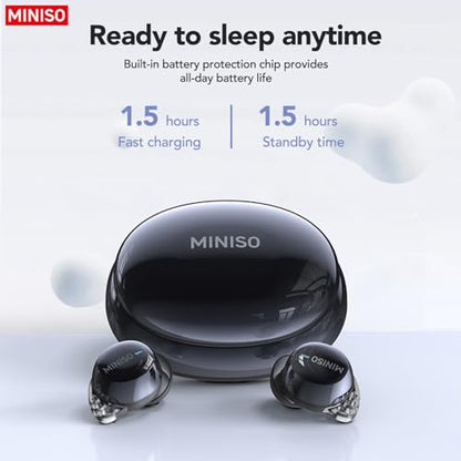 MINISO MS216 Sleep Earbuds, Mini Earbuds with Noise Reduction Bluetooth 6.0 Headphones, AI Translation Earbuds in Real Time Support 135 Languages for Side Sleepers Travel Business