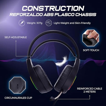 MARVO H8921 Gaming Headset with Mic, Wired Headphones Over Ear, USB Headset with Surround Sound, Noise Canceling Gaming Headphones for PC, PS4/PS5