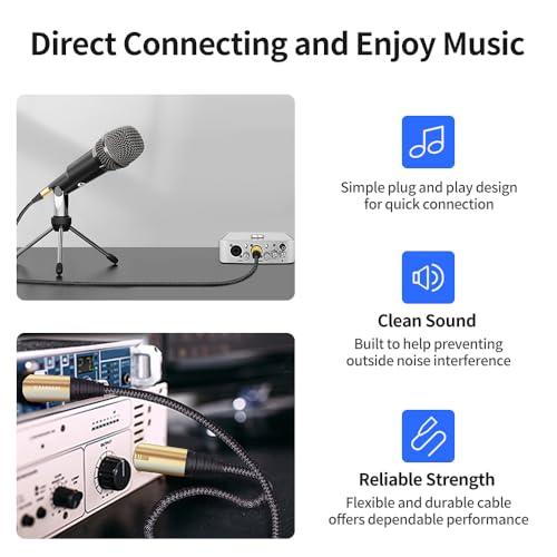 XLR Cable 10 Feet/3 Meter 3 Pin Microphone Female to Male Balanced Shielded Cable, Fibre Braiding with 22AWG Oxygen-Free Copper(OFC) Mic Cord for Speaker and Audio System - size: 10ft(3 meter)