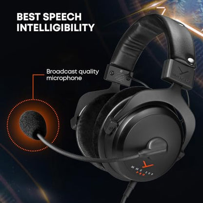 beyerdynamic MMX 300 PRO Closed Gaming Headset with Stellar.45 Driver and Condenser Microphone, Wired Gaming Headset Suitable for PC, Gaming Console, PS, Switch. Handmade in Germany, Black | STELLAR.45 Driver, Condenser Mic, Multi-platform, Handmade in Ge