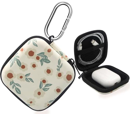 Earbud Case,Headphone Organizer Earbud Storage Bag, Hard EVA Shockproof Cover Carrying Case with Carabiner Clip Compatible with AirPods 5 4 AirPods Pro 2nd /3/2 Bose Galaxy (Small Flower) - color: Small Flower