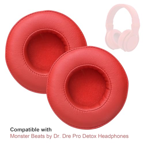 Alitutumao Replacement Earpads Ear Cushions Ear Cups Repair Parts Compatible with Beats by Dr Dre Pro/Detox Wireless Headphones Memory Foam Ear Pads (Red) - color: Red Earpads