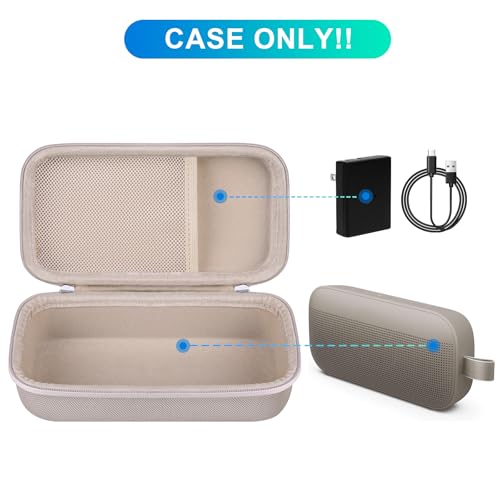 BOVKE Hard Travel Speaker Case for Bose New SoundLink Flex Speaker (2nd Gen) / Bose SoundLink Flex Bluetooth Portable Speaker, Mesh Pocket for Bose Speaker Charger, Charging Cables, Sandstone - color: Sandstone