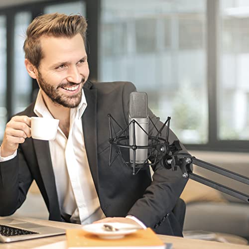 Geekria for Creators Microphone Shock Mount Compatible with Rode NT-USB, NT1-A, NT2-A, NT1000, NT2000, Procaster, Mic Anti-Vibration Suspension Adapter Clamp Mic Holder Clip (Black/Metal)