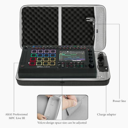 GEEKRIA Audio Interface Carrying Case, Compatible with Akai Professional MPC Live III, EVA Hard Shell Portable Travel Bag (Dark Gray) - color: Dark Grey