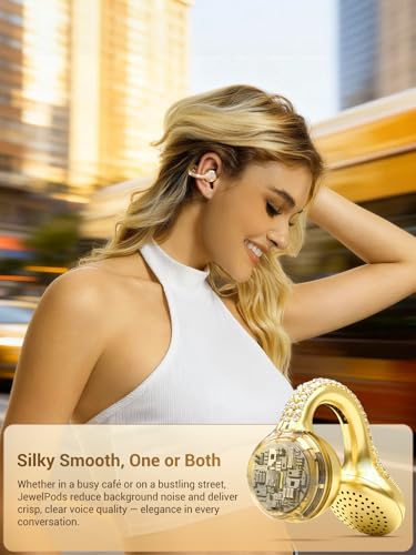 JewelPods C01 Pro Open Ear Headphones, Gold | Luxury Jewelry, Wireless Earbuds - color: Gold