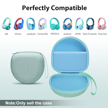 Kids Headphones Case Compatible with JBL/iClever Headphone,Green,Case Only | Compatible with JBL Junior JR 320 320BT/iClever BTH12 HS19 BTH20 BTH22 BTH26/Candy Bila/Acer/MIDOLA/JoySpark Etc Headphone - color: Mint Green