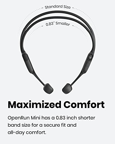 SHOKZ OpenRun Mini (AfterShokz Aeropex Mini) -Bone Conduction Open-Ear Bluetooth Sport Headphones - Waterproof Wireless Earphones for Workouts and Running - Built-in Mic (Renewed)