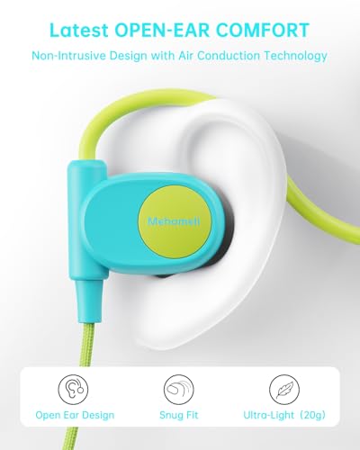 Mehomeli Kid Headphones, Air Conduction Open Ear Headphones, 3.5mm Jack | Ultra-Comfort, Ergonomic and Lightweight Design Perfect for School and Outdoor Activities-Blue Green - color: Blue, Green