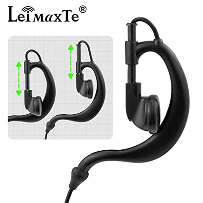 RDU4100 Earpiece, Compatible with Motorola RDM2070D CLS1110 CLS1410 CP185 CP200D 2 Way Radio with Mic PTT Walkie Talkie Headset Security Acoustic Tube Surveillance Headphone G Shape