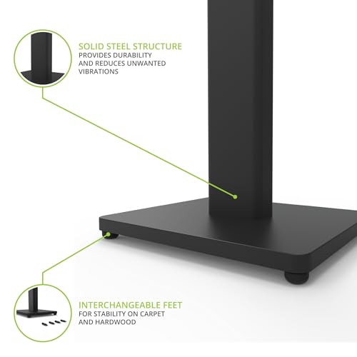 Kanto ST28 28” Universal Floor Speaker Stands for Bookshelf Speakers up to 30 lbs | Improved Sound | Hidden Cable Management | Timeless Design, | Pair | Black Steel w/Black MDF Base - size: 28 Inches - Black
