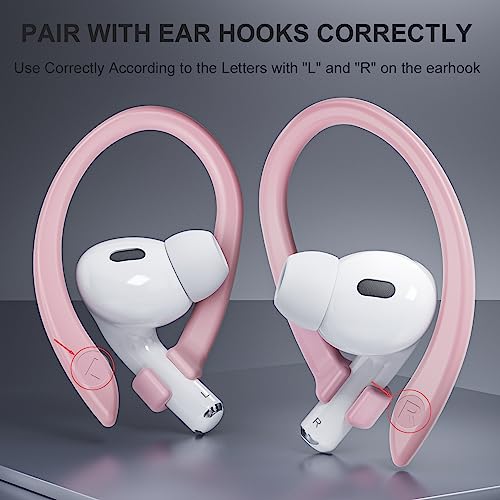 2 Pairs AirPods Ear Hooks for AirPods Pro 2 1 AirPod 4-1, Pink | Upgraded Anti Slip Sports Clip Hooks, Full Button Access, Friendly to Glasses Wearers, Comfortable, Easy Install & Take off - color: Pink