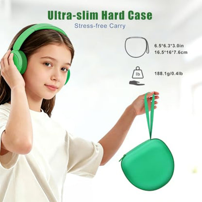 Kids Headphones Case for iClever/Candy Bila Etc Headphone,Green(Case Only) | for iClever BTH12 HS19 BTH20 BTH22 BTH26/Candy Bila/Acer/JBL Junior 320/MIDOLA/JoySpark/ADOOPE Etc Girls Boy Kid Headphone - color: Green
