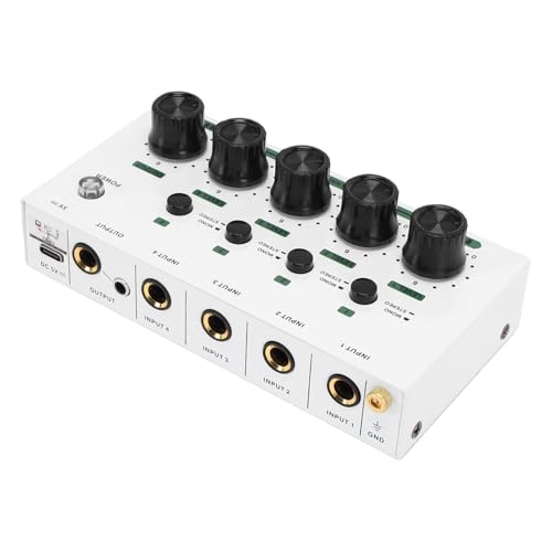 GOTOTOP 4 Channel Headphone Amplifier, Iron Casing Headphone Splitter with 4 Gold Plated Jacks and Individual Volume Control, USB Powered Audio Mixer for Studio Recording Podcast DJ