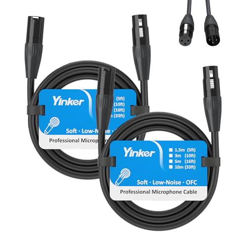XLR Cables 2 Pack - 5FT XLR Male to Female Microphone Cable, Mic Cord Cable with Oxygen-Free Copper(OFC) - style: 5ft/1.5m 2pack