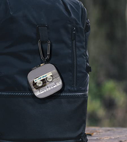 WIRESTER Portable Wireless Headphone Case, Earphone Storage Bag Carrying Case, Earbud Holder with Black Carabiner Compatible with Airpods - Retro Clear Cassette Tape Pop Songs - color: Retro Clear Cassette Tape Pop Songs