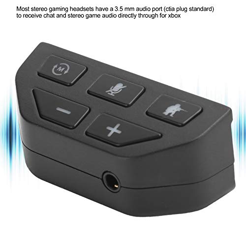 Stereo Headset Adapter, Gamepad Controller Audio Adapter with Volume Control, 3.5 mm Headphone Converter Sound Enhancer, for Xbox One(Black)