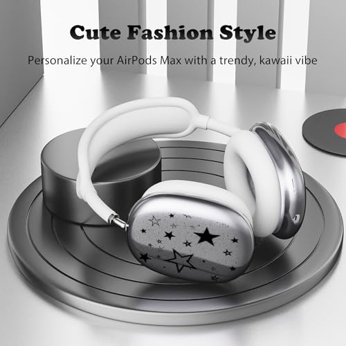 for AirPods Max Headphones Y2K Star Ear Covers for AirPods Max 2 | Cute Clear Ear Cups Cover | White Silicone Ear Pad Case Headband Cover for Apple AirPods Max 2/1 (2026/2024/2020) - color: Star E/White