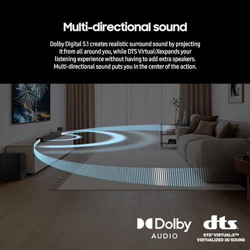 Samsung HW-B750D/ZA 5.1 ch Soundbar w/ Dolby Audio, Surround Sound expansion, Bass Boost, Adaptive Sound, DTS Virtual:X, Wireless Subwoofer, 2024 - style: HW-B750D