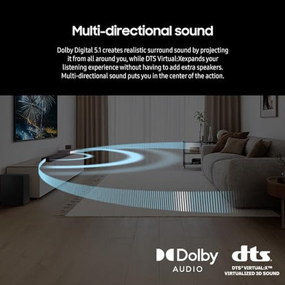 Samsung HW-B750D/ZA 5.1 ch Soundbar w/ Dolby Audio, Surround Sound expansion, Bass Boost, Adaptive Sound, DTS Virtual:X, Wireless Subwoofer, 2024 - style: HW-B750D