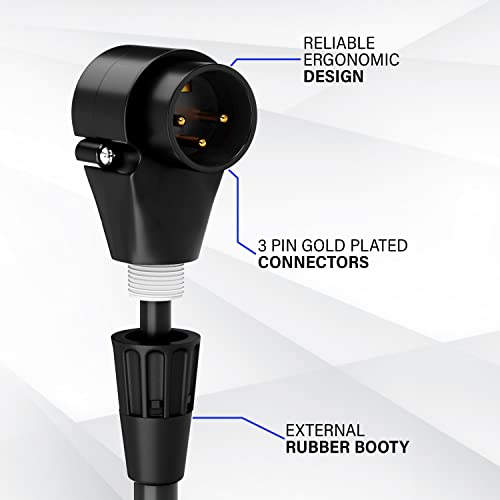 LyxPro 1.5 ft XLR Mic Cable, Right-Angle Male to Female, Black - color: Black, size: 1.5 Feet Angled Male