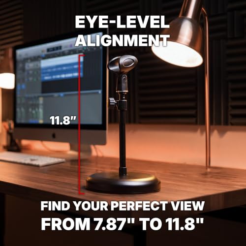 Rockville iStand 7 Adjustable Desktop Stand for iPad/iPhone/Tablet/Phone, 360 Swivel, Mic Clip Included, Perfect for Karaoke, Live Performances, and Presentations | Swappable Mount, Adjustable Height, Includes Mic Clip, 360 Degree Swivel, Desktop, Fits 4.