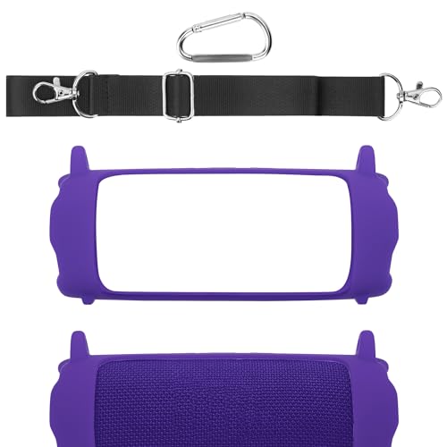 Geekria Silicone Cover for JBL Flip 7 with Adjustable Shoulder Strap - color: Purple