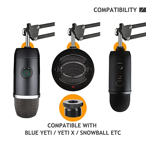 2 Pack Screw Thread Adapter, 5/8" Male to 3/8" Female Mic Screw for Blue Yeti/Blue Snowball/Yeti X Microphone Stand Mount (Black) - size: 5/8 2pc