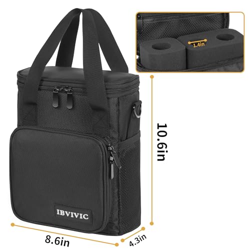 IBVIVIC 3 Slots Wireless Microphone Case with Foam, Mic Carrying Bags | Microphone Carrying Case with Shoulder Strap for Party, Singing (Black) - size: 3 Slots
