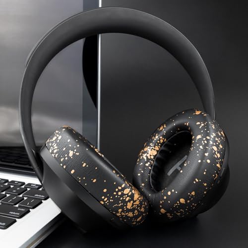 SOULWIT Protein Leather Replacement Earpads for Bose 700 (NC700) Wireless Headphones, Ear Pads Cushions with Softer Protein Leather, High-Density Noise Cancelling Foam, Added Thickness - Black Gold - color: Black Gold