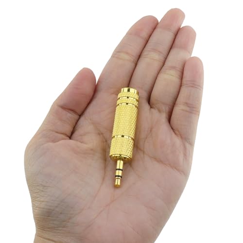 Headphone Adapter 3.5 mm (1/8 inch) Male to 6.35 mm (1/4 Inch) Female Headphone Jack Plug, for Player, Headphone, Guitar Amplifier (6 Pack, Gold) - style: 3.5 mm (1/8 inch) Male to 6.35 mm (1/4 Inch) Female