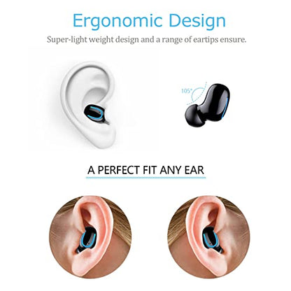 Mini Bluetooth Single Earbud Small Wireless Invisible Headphones，Single Earphone with 6 Hour Playtime for iPhone and Android Smart Phones PC TV Audiobook