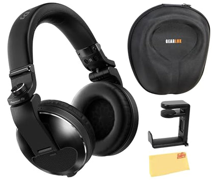 Pioneer DJ HDJ-X10 Flagship Over-Ear DJ Headphones - Black Bundle with Case, Stand, and Austin Bazaar Polishing Cloth - color: HDJ-X10, style: Black