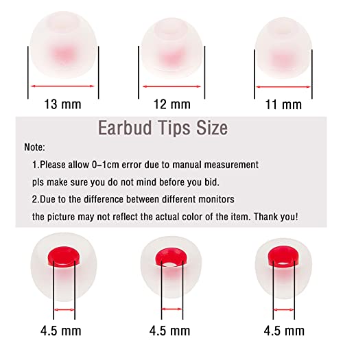 18 Pairs Silicone Earbud Tips Replacement Ear Tips for in- Ear Headphones Eartips (Inner Hole from 3.8mm-5.5mm Earphones) Earbud Replacement Tips Earbud Cap S M L - color: Transparent red
