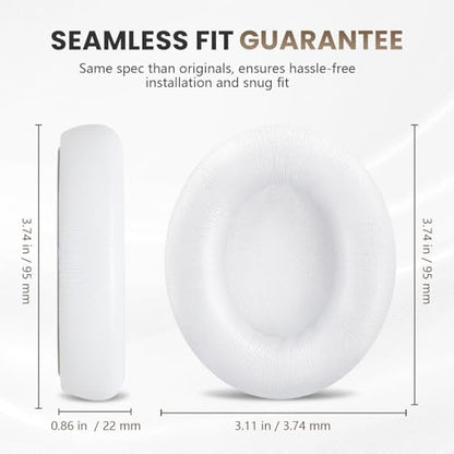 Studio Pro Headphone Ear Pads, Replacement Earpads/Cushions for Beats Studio Pro, with Premium Protein Leather, Resilient Memory Foam, Added Thickness - color: White